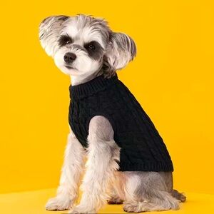 Warm Black Cable Dog Sweater